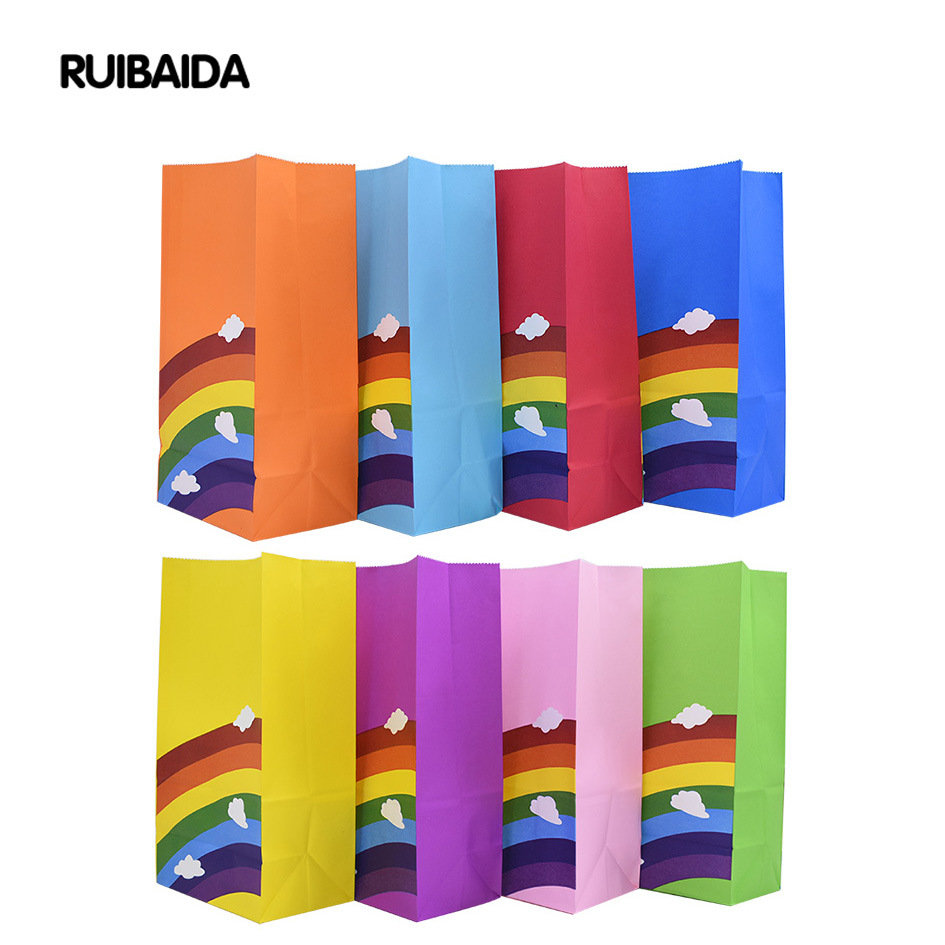 Wedding Event Supply - 10/20/25 Stuks Kraft Regenboog Voedselzakken Kinderen