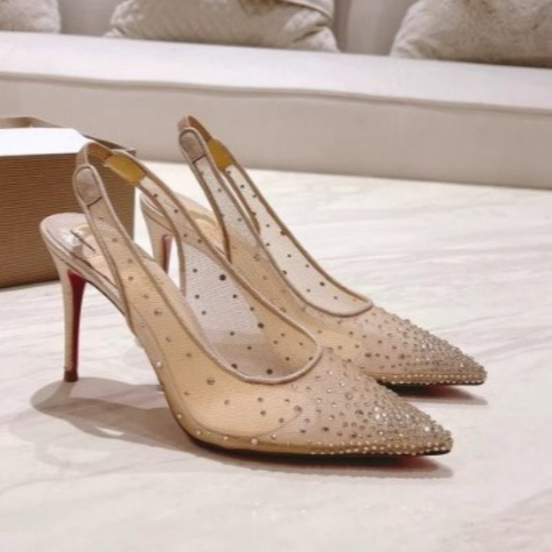 Wedding Super - Mesh strass achterkant open stiletto dames
