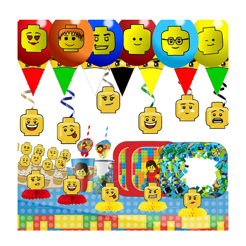 Confetti Balloon Set - Bouwstenen Gelukkige Verjaardag Banner Feestdecoratie Papieren