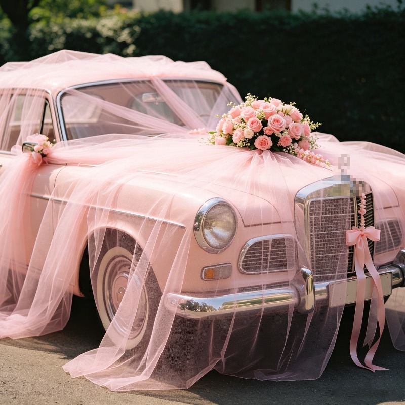 Wedding Balloon Arch - Lichtroze doorschijnende tule plafondgordijn, transparante mesh