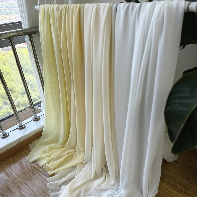 Wedding Backdrop Curtain - Wit geel chiffon stof bruids bruiloft