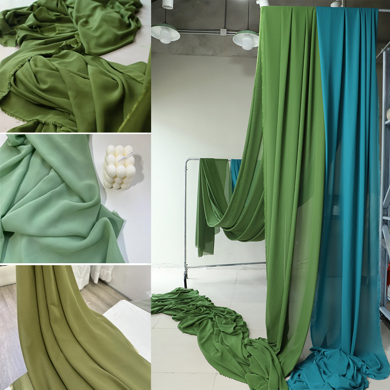 Wedding Backdrop Curtain - Olijf Avocado Groen Chiffon Stof Bruids
