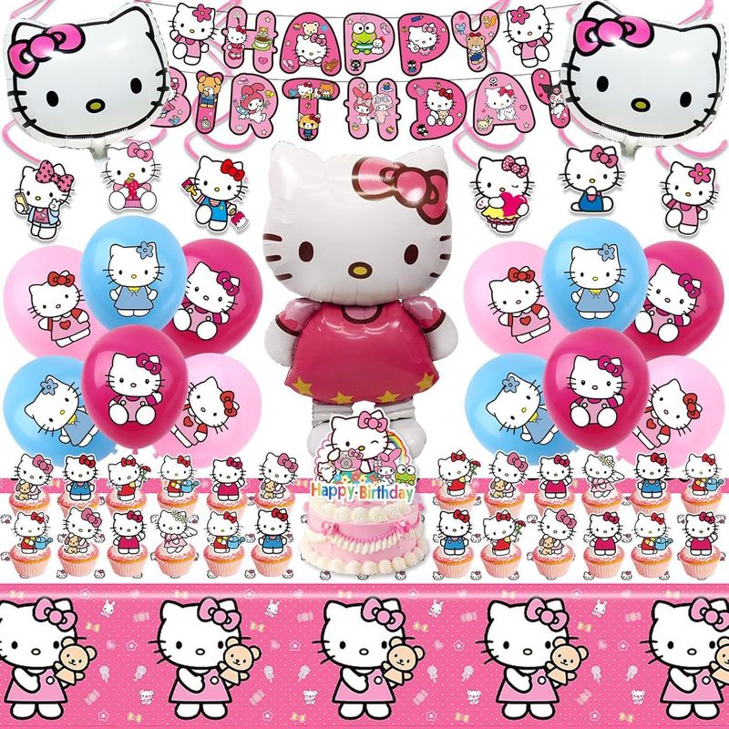 Confetti Balloon Set - Hello Kitty Feestdecoraties: Verjaardagsbanners, Taarttopper, Ballonnen,