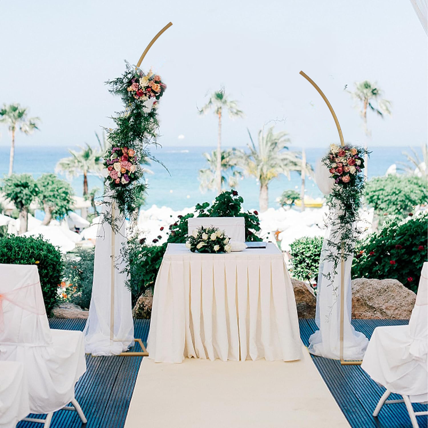 Wedding Balloon Arch - 2 stuks metalen boogachtergrondstandaard met gebogen