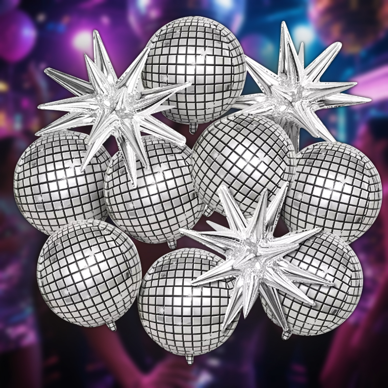 Supply Wedding Venue - 8 stuks zilveren disco-explosie ster aluminiumfolie