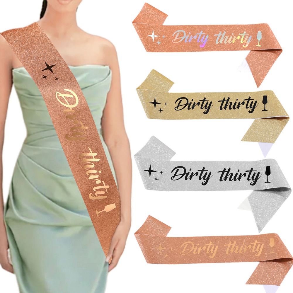 Bride Tribe Sash - Vuile dertig sjerp glitter satijn vuile