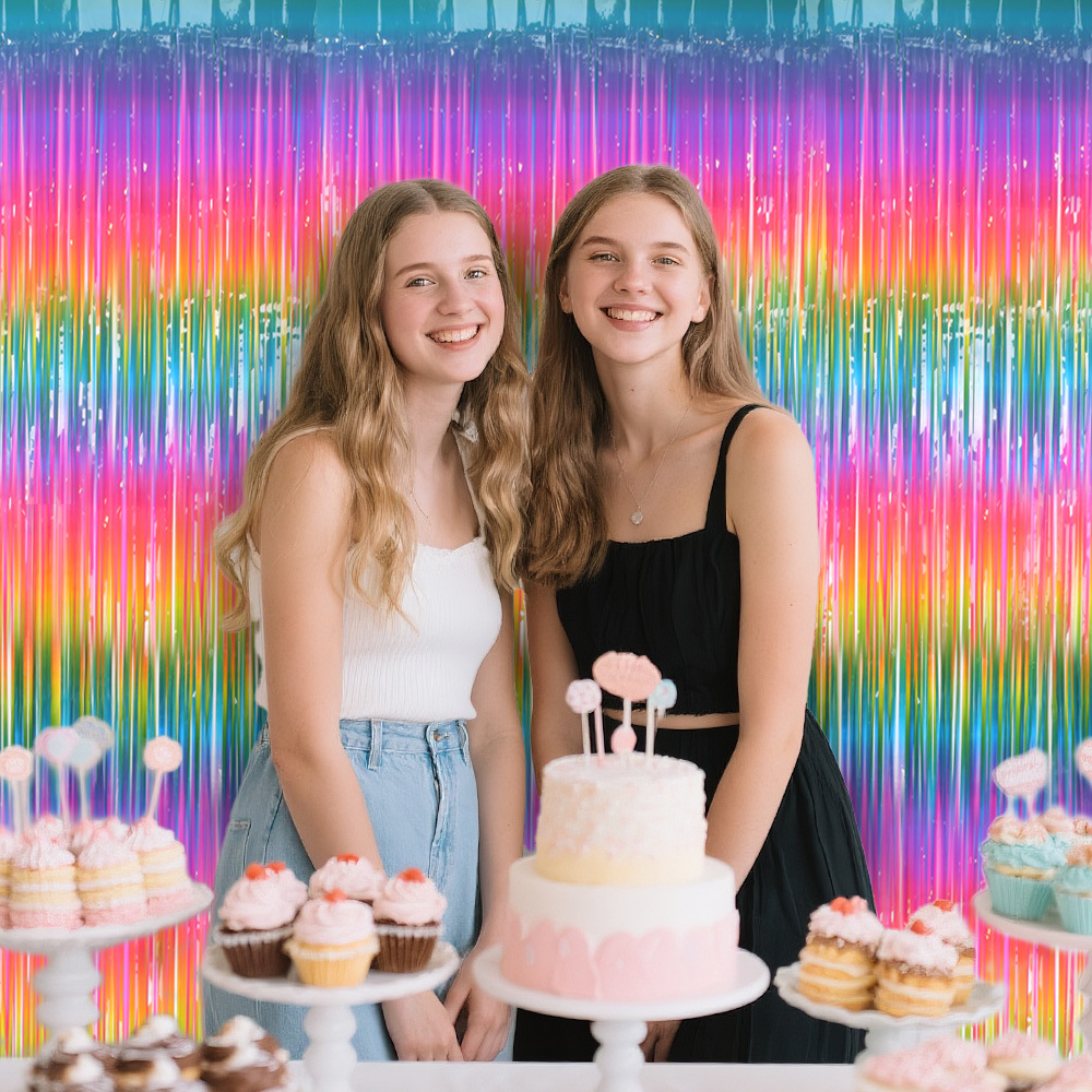 Regenboogfolie franje gordijn  - Wedding Backdrop Curtain recensie en prijs